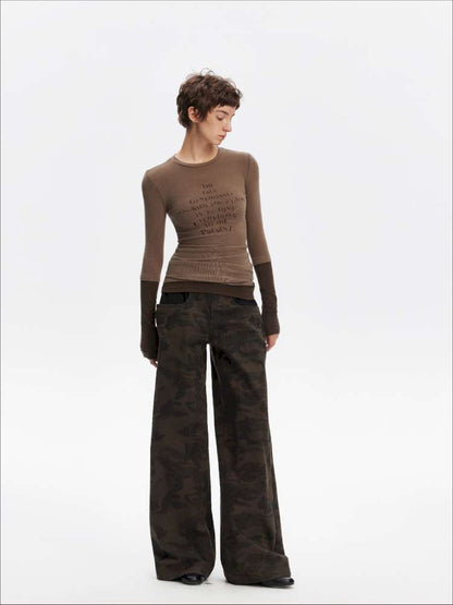 Fake Two-Piece Letter Print Slim Long-Sleeve T-Shirt【s0000014874】