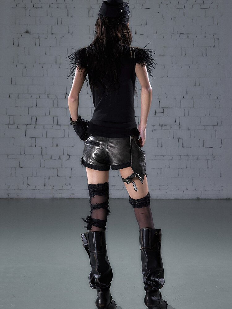 Lace Detachable Leather Shorts【s0000016210】