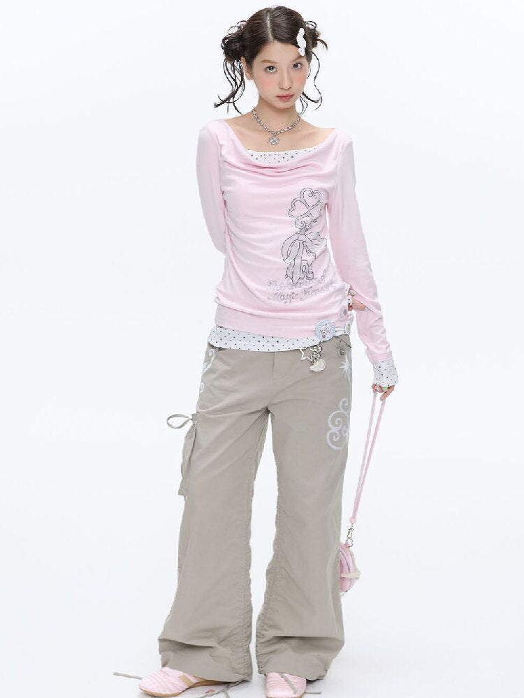 Soft Patchwork Collar Slim Top【s0000016385】