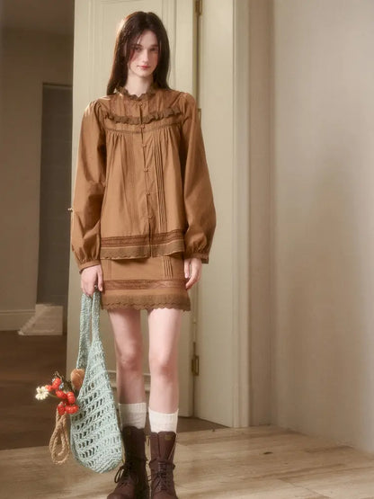 Natural Cotton Shirt Skirt Set【s0000014330】