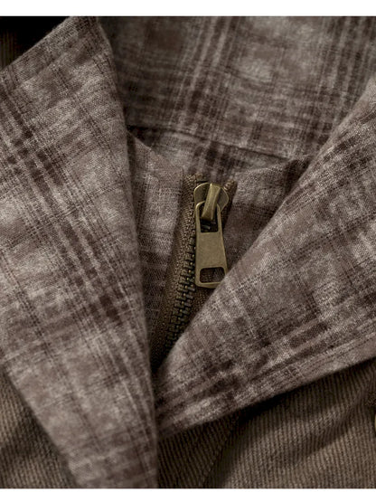 Plaid functional distressed dirty jacket【s0000014114】