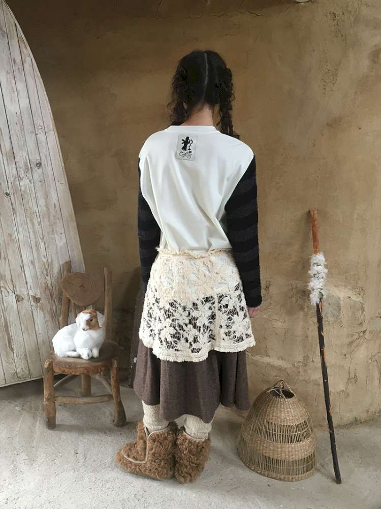 Striped Patchwork Pony Print T-Shirt【s0000014899】