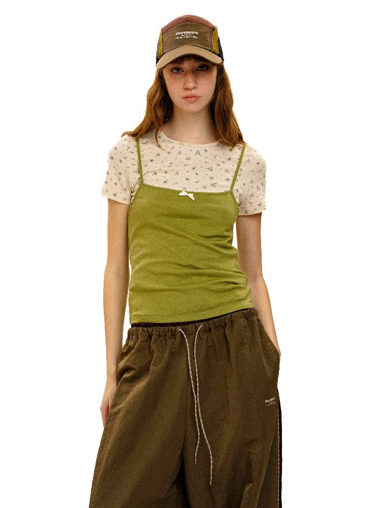 Tencel Wool Bow Strap Basic Top【s0000017924】