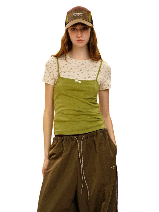 Tencel Wool Bow Strap Basic Top【s0000017924】