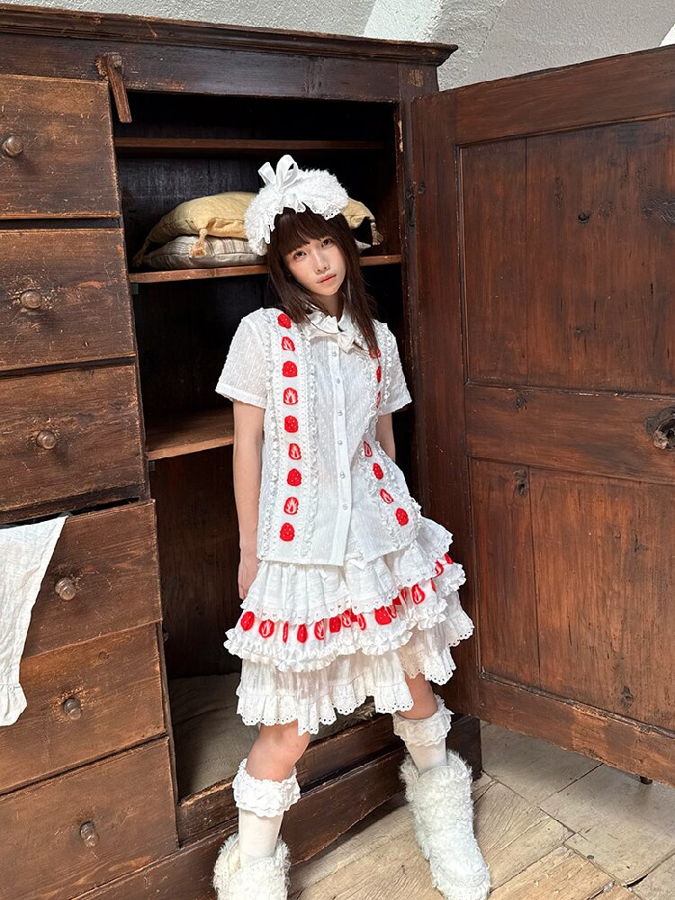 Cake Print Lace Bow Short Skirt【s0000018539】