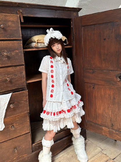 Cake Print Lace Bow Short Skirt【s0000018539】