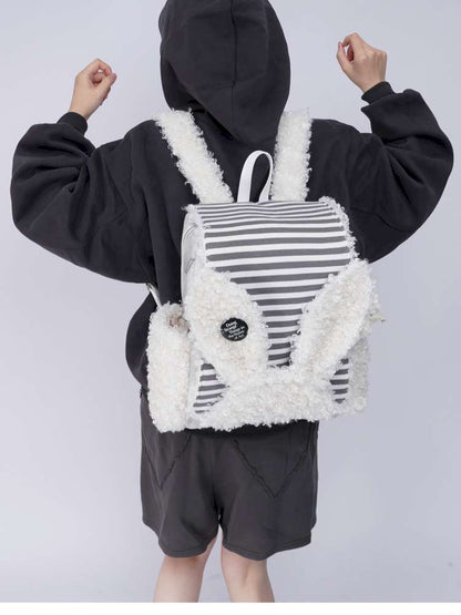 Rabbit Ears Fur Computer School Bag【s0000014615】