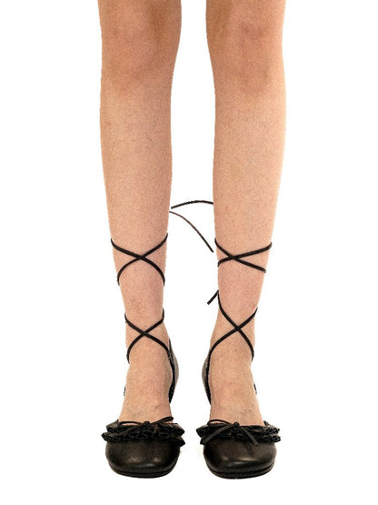 Ruffled Bow Lace Up High Heels【s0000016133】
