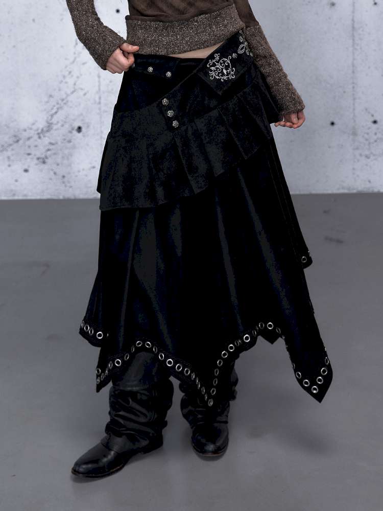 Dark Court Suede Irregular Skirt【s0000014919】