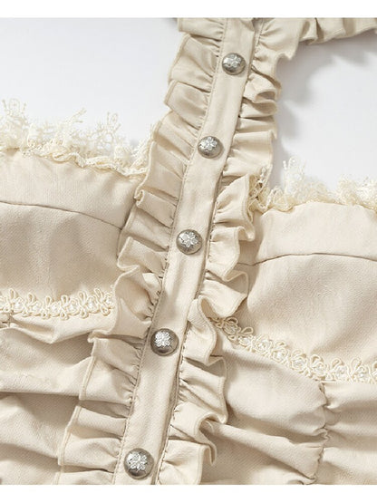 Baroque Lace Patchwork Halter Top【s0000017982】