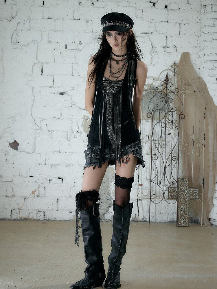 Sequins Fringed Diamond Halterneck Vest【s0000016987】