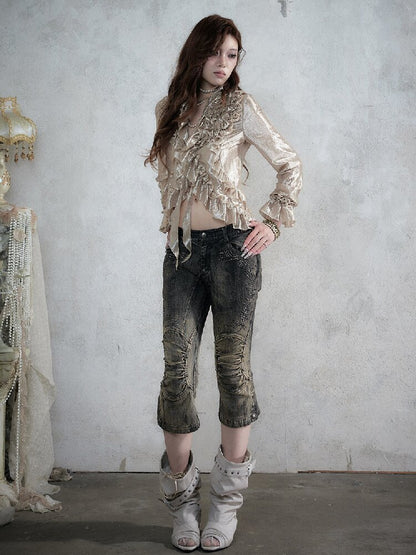 Wood Flange Waist-Cinching Shirt【s0000017986】