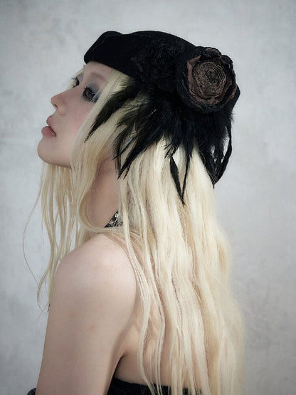Baroque Lace Wool Equestrian Beret【s0000017994】