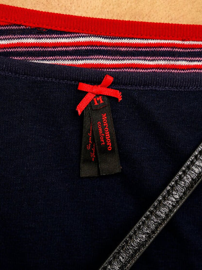Tencel Wool Stripe Contrast T-Shirt【s0000016417】