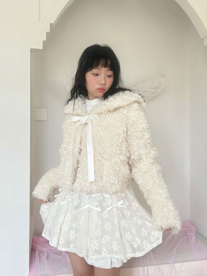 Bow Short Plush Jacket [S0000010885]