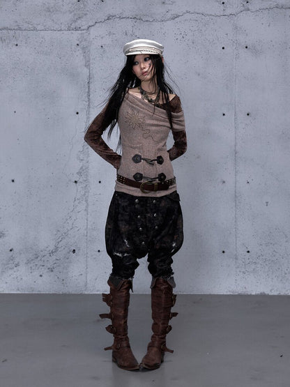 Washed Ripped Denim Harem Pants【s0000015549】