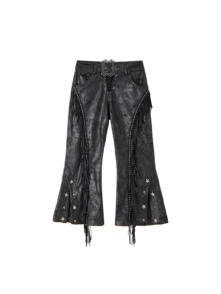 LOW WAISTED FLARED 7/10 Leather Pants [S0000010327]