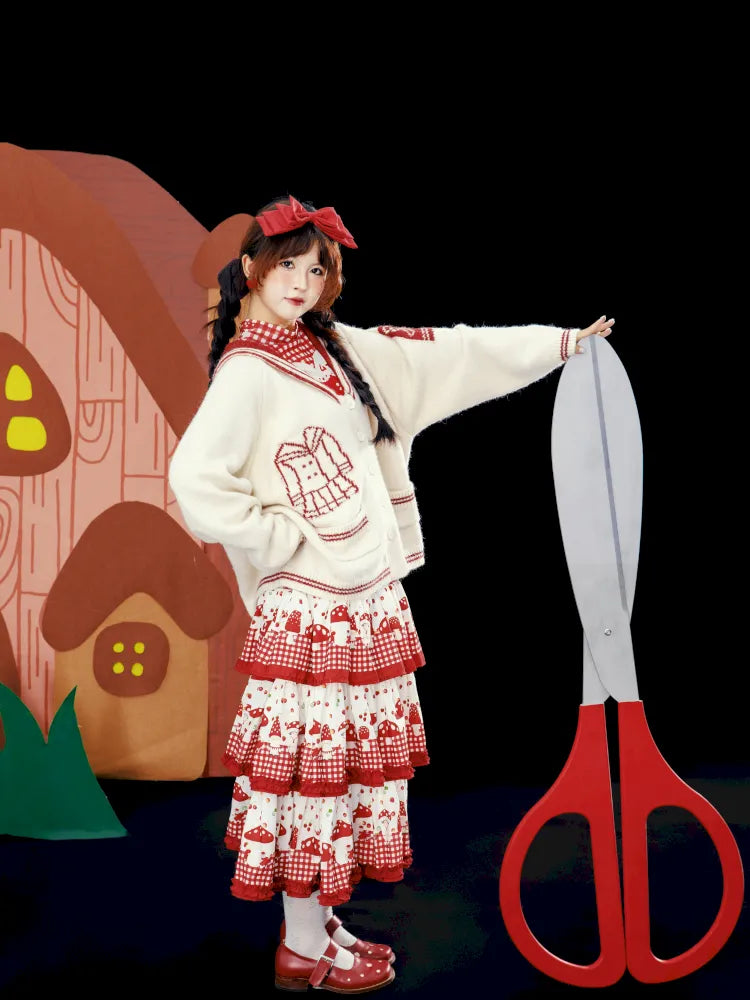 Contrasting Navy Collar Knit Cardigan【s0000014155】