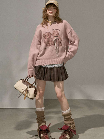Puppy Kissing Bear Sweater Skirt【s0000015068】