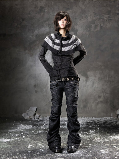 Double Waist Scimitar Denim Pants【s0000015945】