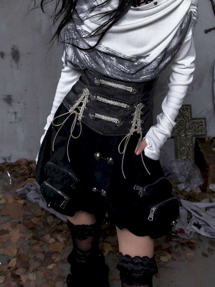 Double-breasted belted waist belt【s0000014464】