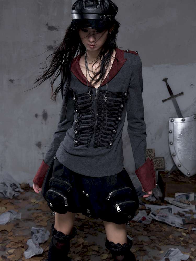 Vintage Punk Knight Slim Fit Shirt【s0000014652】