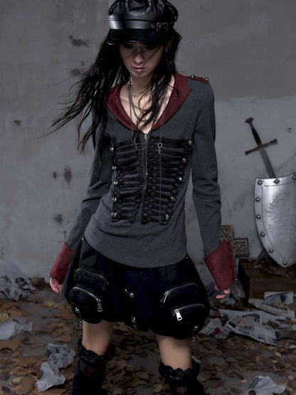 Vintage Punk Knight Slim Fit Shirt【s0000014652】