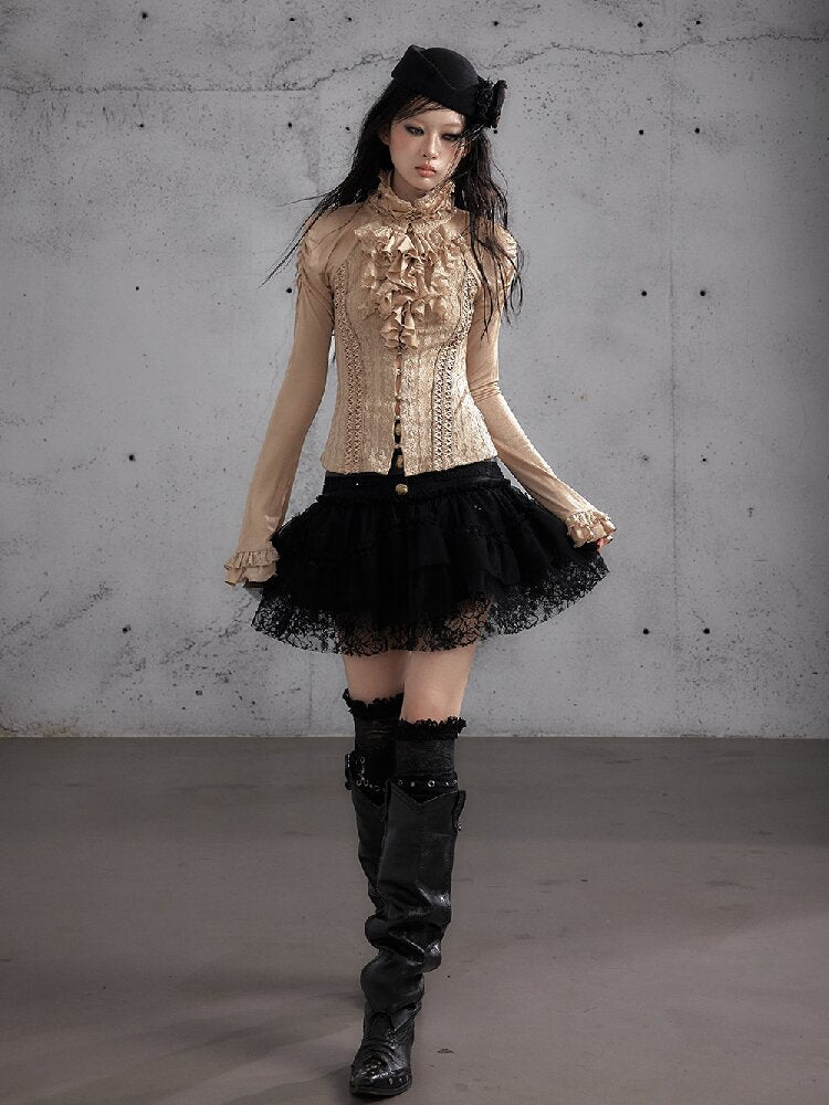 Vintage Layered Mesh Puffy Skirt【s0000019151】