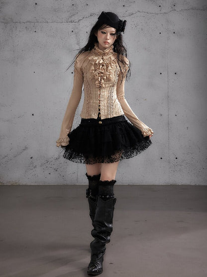 Vintage Layered Mesh Puffy Skirt【s0000019151】