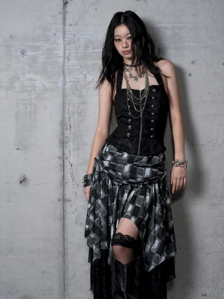 Asymmetrical Halter Neckline Dress【s0000013942】