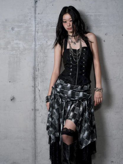 Asymmetrical Halter Neckline Dress【s0000013942】