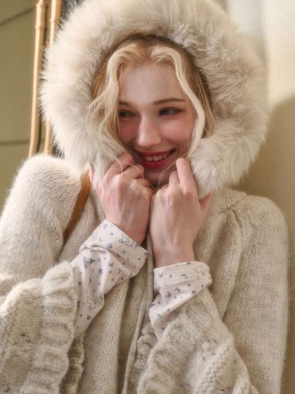 Thick Fleece Wool Knitted Cape Skirt Hooded【s0000014894】