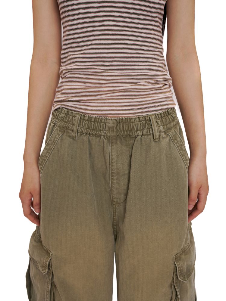 Drawstring Peplum work pants【s0000012494】