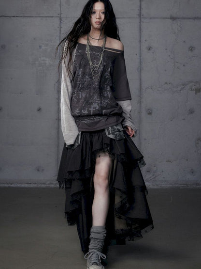 One-shoulder long-sleeved T-shirt【s0000013468】