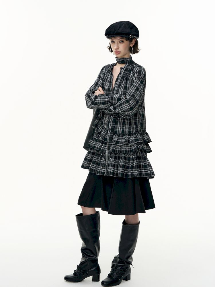 Plaid Ruffle Dress【s0000013739】