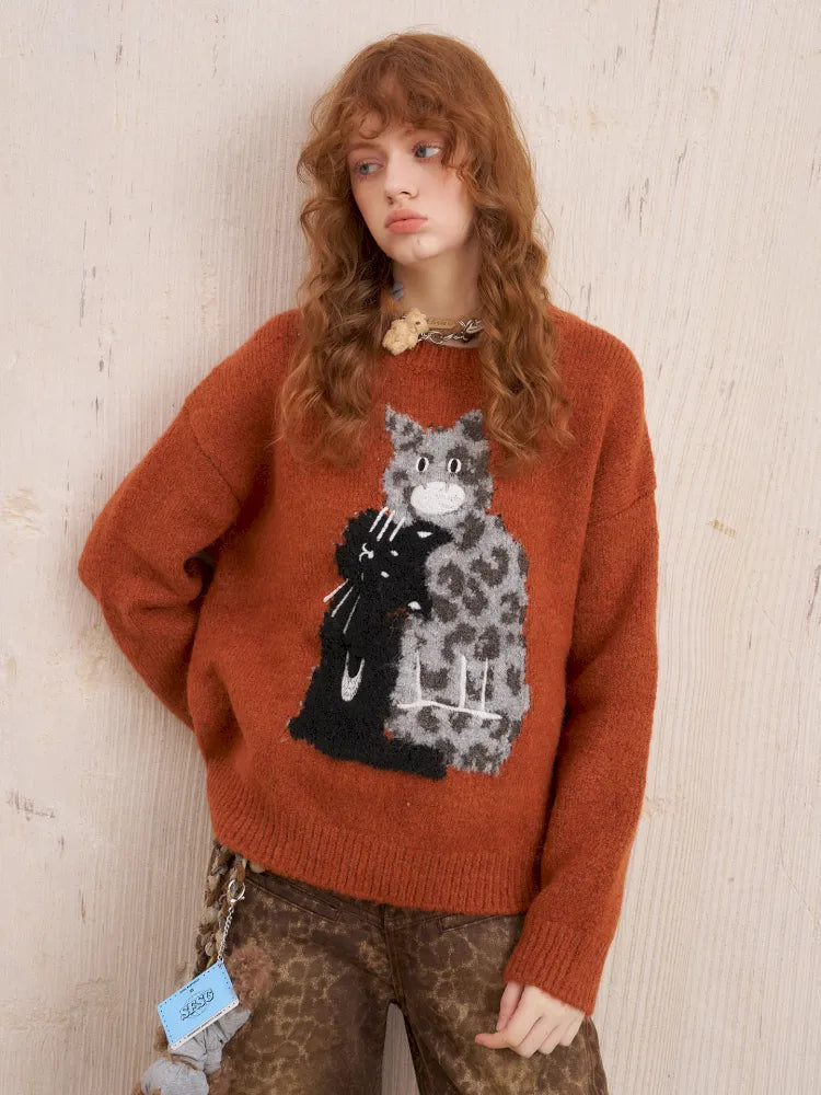 Embroidered Crewneck Pullover Sweater【s0000014082】