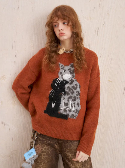 Embroidered Crewneck Pullover Sweater【s0000014082】