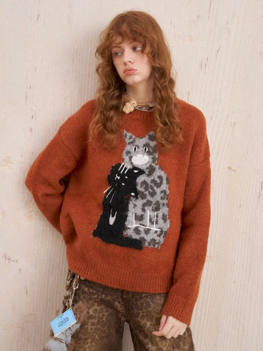 Embroidered Crewneck Pullover Sweater【s0000014082】
