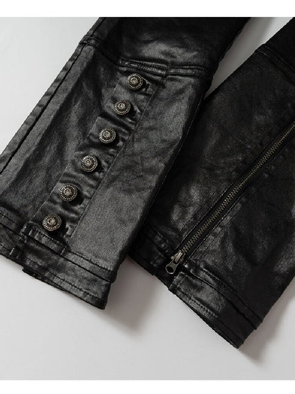 Washed Wax Leather Skinny Pants【s0000019162】