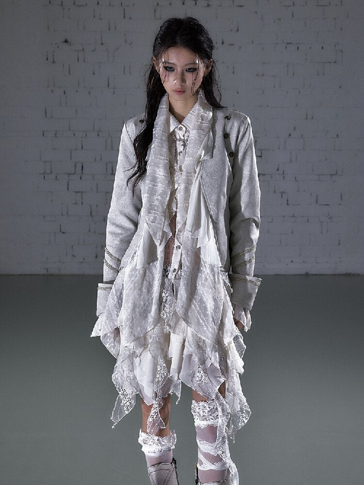 Streamer Snood Chiffon Leather Jacket【s0000015942】