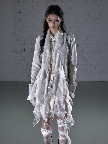 Streamer Snood Chiffon Leather Jacket【s0000015942】