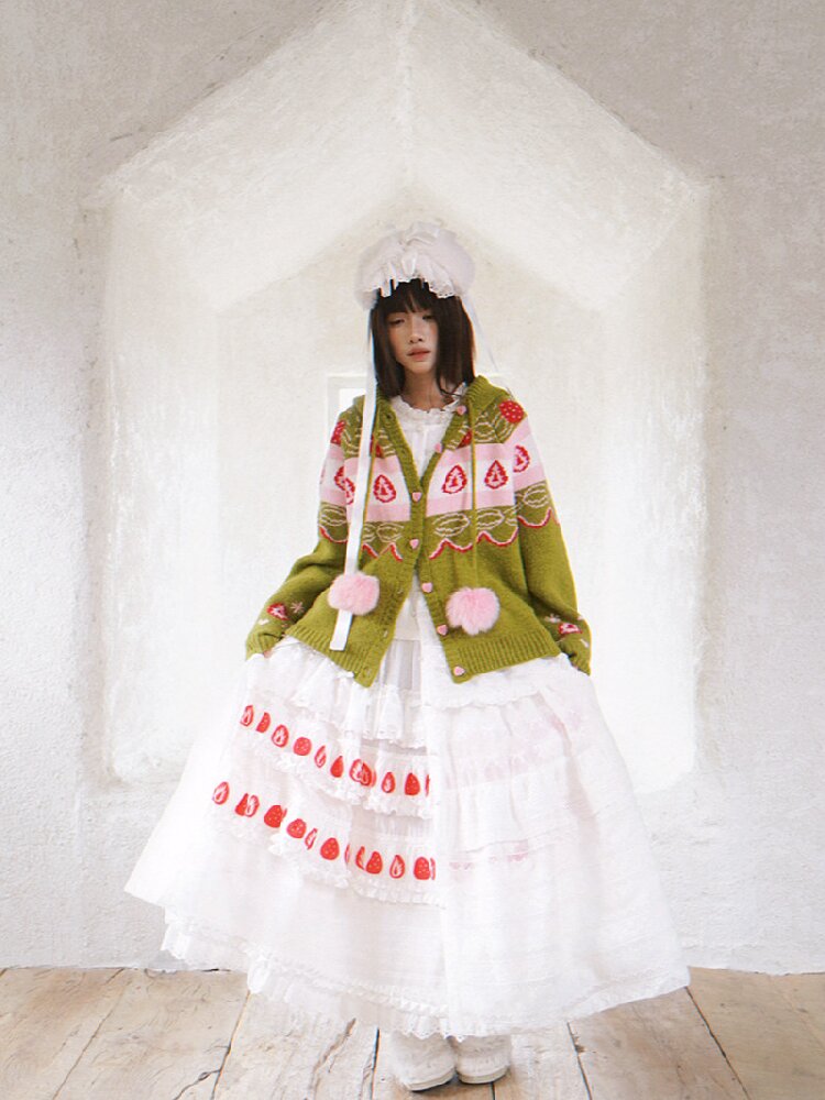 Strawberry Matcha Fair Isle Cardigan【s0000018535】