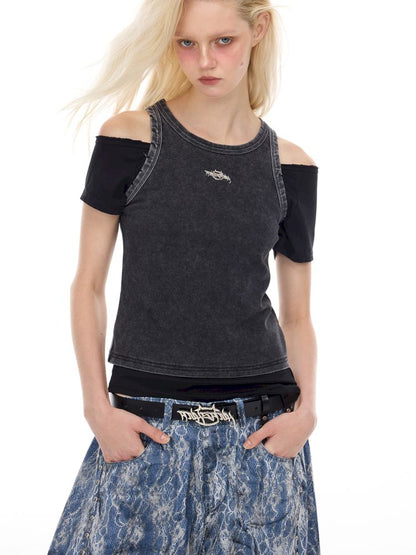 Metal logo elastic slim-fit top【s0000012973】