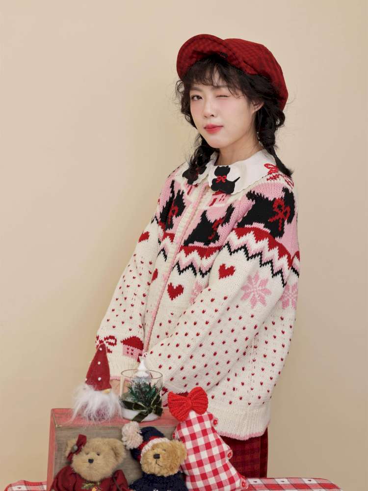 Bow Snowflake Island Wool Sweater【s0000015098】