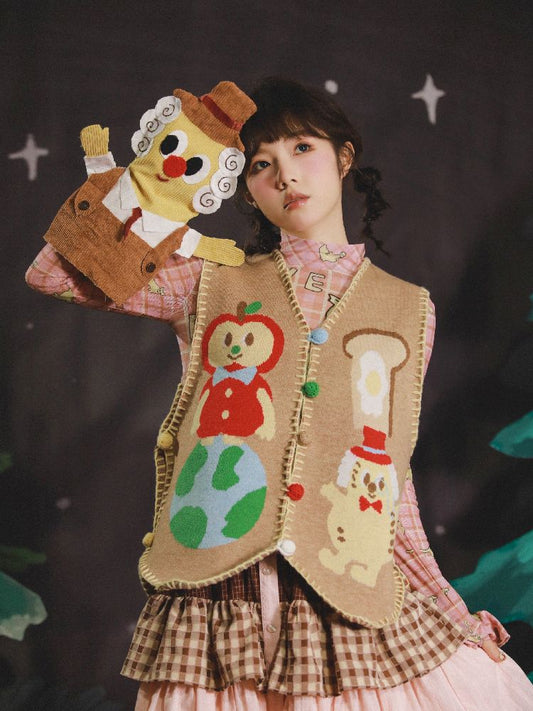 Apple Earth Toast Khaki Knit Vest【s0000005688】