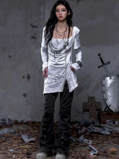 Patchwork long-sleeve layered dress【s0000014465】