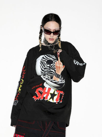 Hipster Middle Finger SHIT T-Shirt【s0000010266】