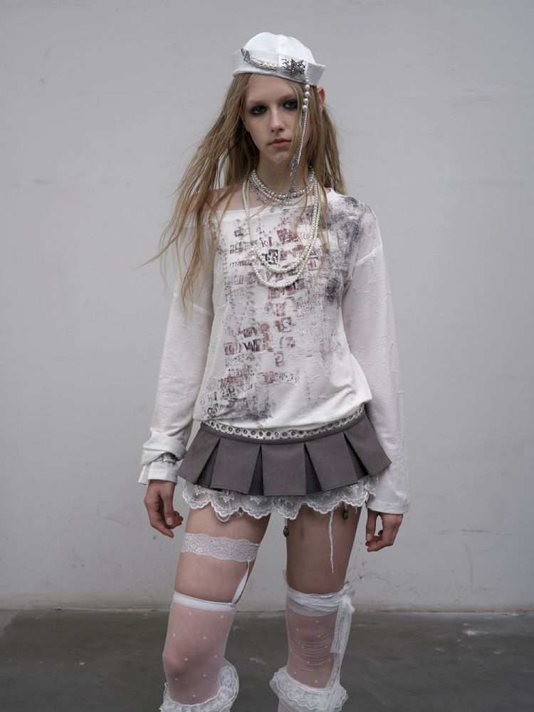 One-shoulder long-sleeved T-shirt【s0000012613】