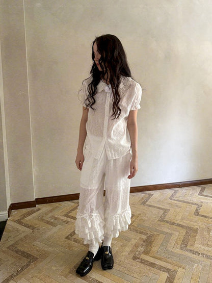 Cute bubble multi-layered lace bows pants【s0000012765】