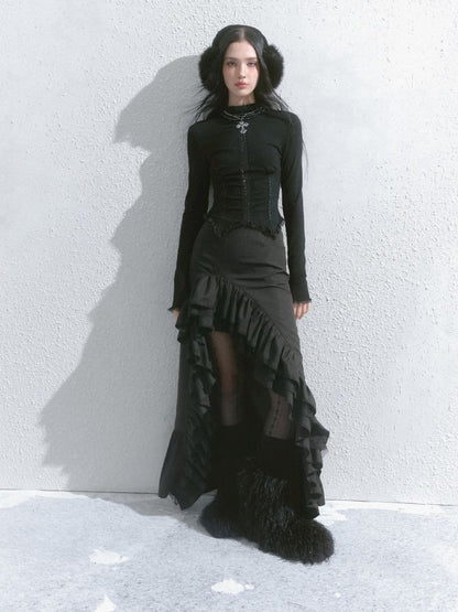 Irregular ruffled half-body skirt【s0000013746】